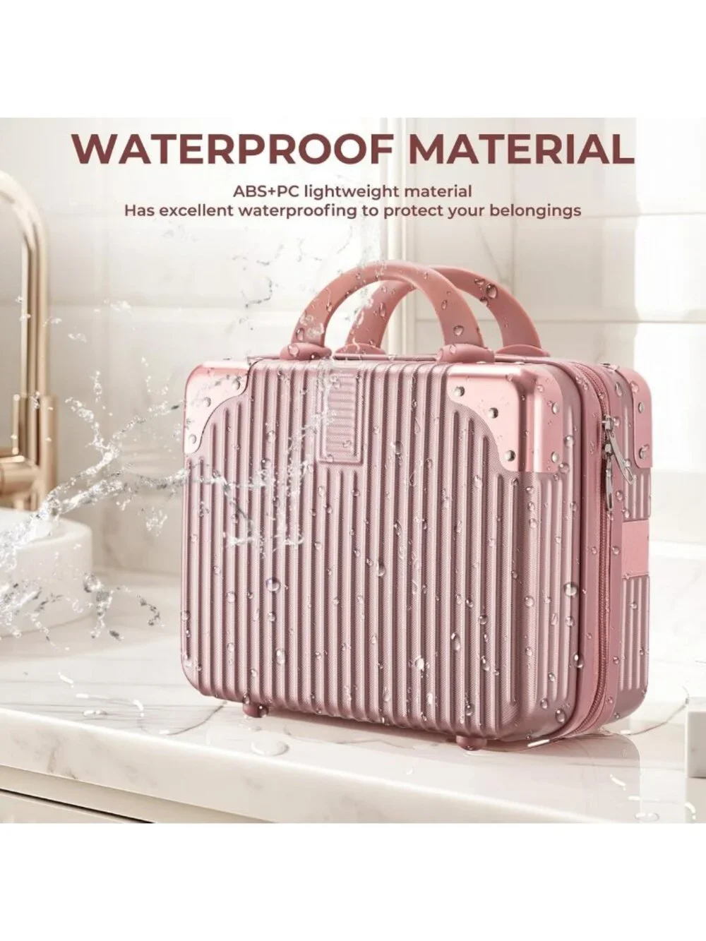 14-Inch Portable Makeup Travel Case - Hard Shell Cosmetic Suitcase for Women
